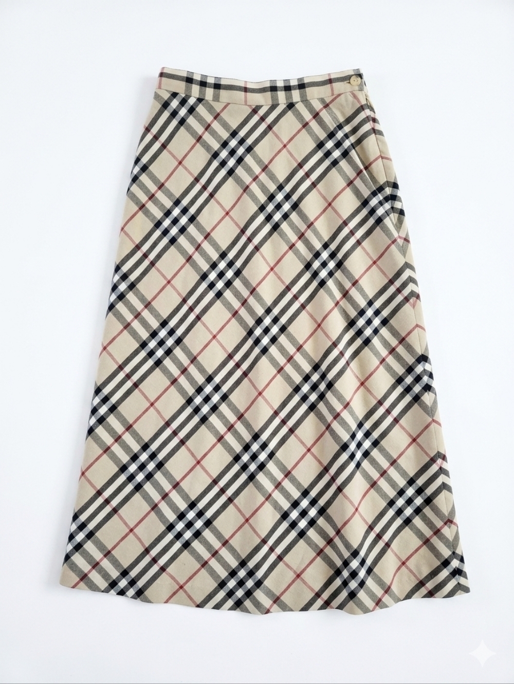 Vintage Burberrys Nova Check Midi Skirt | 90s Authentic Classic A-Line Plaid